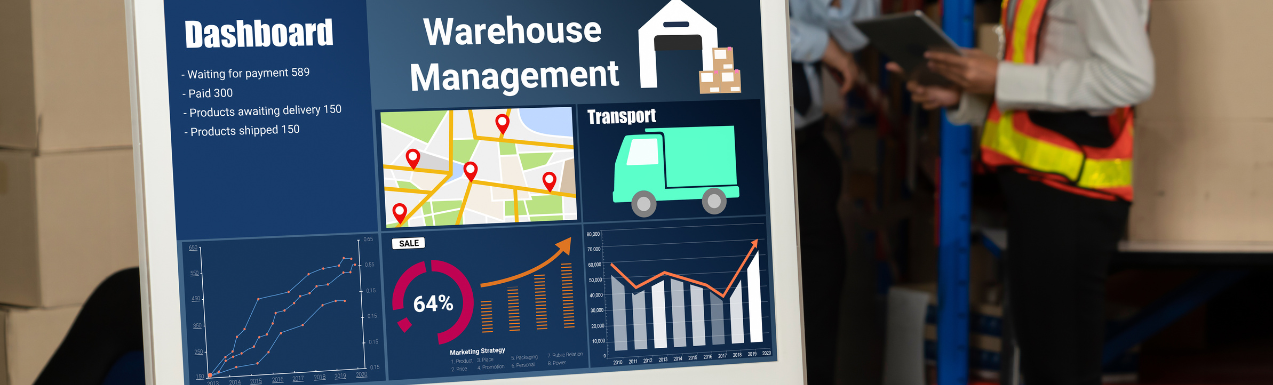 Dashboard of a Warehouse Management System on a computer screen